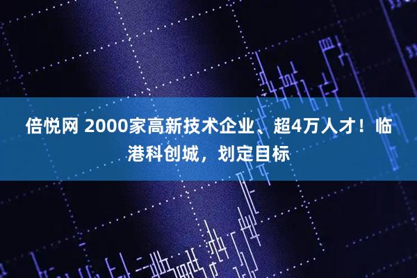 倍悦网 2000家高新技术企业、超4万人才！临港科创城，划定目标